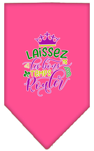 Laissez Les Bons Temps Rouler Screen Print Mardi Gras Bandana Bright Pink Small